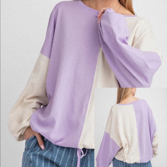 Color Block Drawstring Pullover - Picture 2 of 4